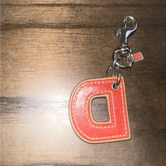 Coach “D” Vintage Leather Initial Y2K Bag Charm - Picture 2 of 3